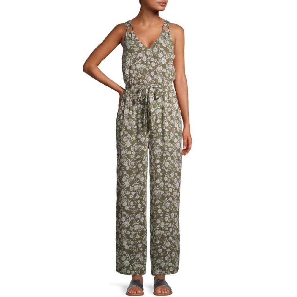 NOBO Green Flowy Floral Jumpsuit Women’s Size Medium (7-9)